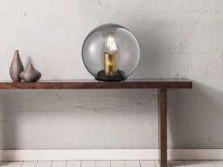 Fischer & Honsel Kleine Tischlampe DINI Rauchglas Schwarz Mit Messing - Kugel Ø 25cm 10 Fischer & Honsel Kleine Tischlampe DINI Rauchglas Schwarz Mit Messing - Kugel Ø 25cm -Heimbeleuchtung Angebote kleine tischlampe dini rauchglas schwarz mit messi 4