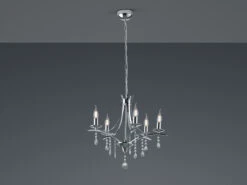 Trio Leuchten Kronleuchter Lüster LUCERNA Silber Mit Kristallbehang, 5-flammig Ø 52cm -Heimbeleuchtung Angebote kronleuchter luester lucerna silber mit kristallbe 2