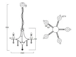 Trio Leuchten Kronleuchter Lüster LUCERNA Silber Mit Kristallbehang, 5-flammig Ø 52cm -Heimbeleuchtung Angebote kronleuchter luester lucerna silber mit kristallbe 5