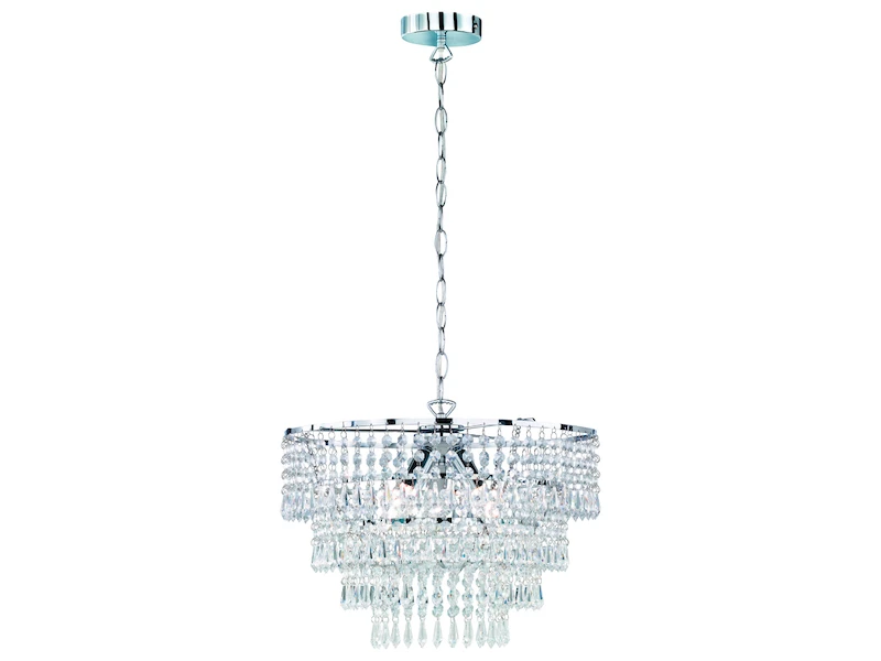 Reality Leuchten Kronleuchter ORIENT Chrom Mit Kristall Behang Aus Acryl, Ø42cm 2 Reality Leuchten Kronleuchter ORIENT Chrom Mit Kristall Behang Aus Acryl, Ø42cm – Bild 2