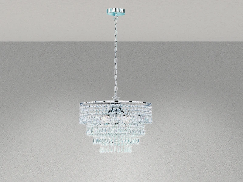 Reality Leuchten Kronleuchter ORIENT Chrom Mit Kristall Behang Aus Acryl, Ø42cm 3 Reality Leuchten Kronleuchter ORIENT Chrom Mit Kristall Behang Aus Acryl, Ø42cm – Bild 3