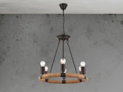 Globo Kronleuchter ULLEU 6-flammig Mit Hanfseil Ring Ø50cm -Heimbeleuchtung Angebote kronleuchter ulleu 6 flammig mit hanfseil ring 50c 3