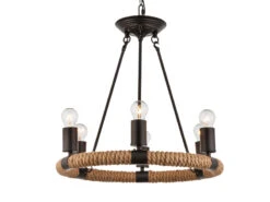 Globo Kronleuchter ULLEU 6-flammig Mit Hanfseil Ring Ø50cm -Heimbeleuchtung Angebote kronleuchter ulleu 6 flammig mit hanfseil ring 50c 6