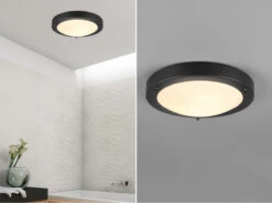 Trio Leuchten LED Bad Deckenleuchten In Schwarz Mit Glas Weiß Ø 31,5cm - Badlampen