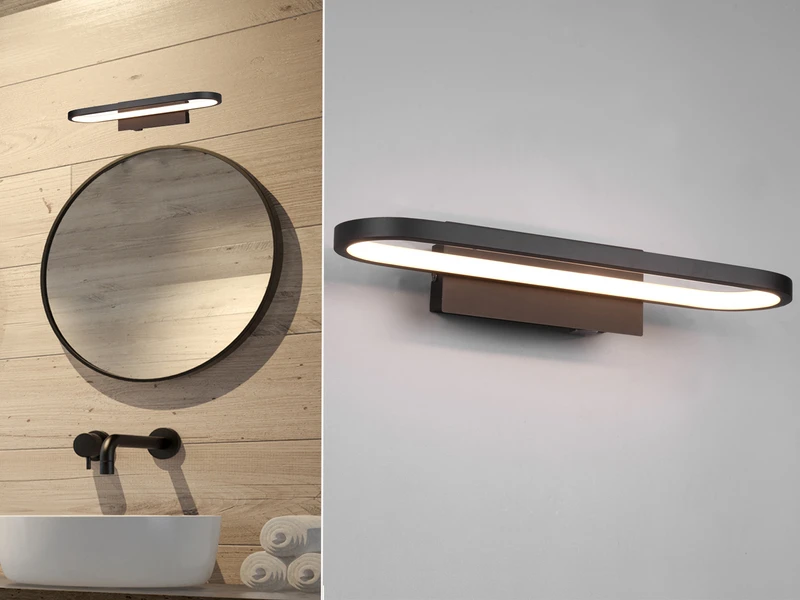 Trio Leuchten LED Badezimmer Wandleuchte GIANNI In Schwarz, Breite 40cm - Spiegelleuchte 1 Trio Leuchten LED Badezimmer Wandleuchte GIANNI In Schwarz, Breite 40cm - Spiegelleuchte