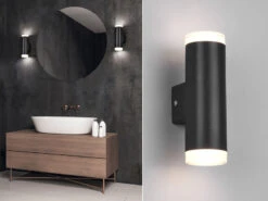 Trio Leuchten LED Badezimmer Wandleuchte RAY Up And Down In Schwarz 16,6cm - Spiegelleuchte