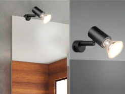 Trio Leuchten LED Badezimmerlampe Dimmbar Schwarz, Spiegelklemmleuchte Mit Schwenkbarem Spot
