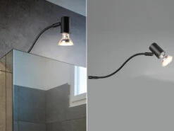 Trio Leuchten LED Badezimmerlampe In Schwarz Für Spiegelschrank Mit Schwenkbarem Spot