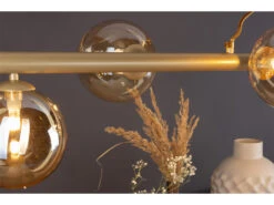 MeineWunschleuchte LED Balken Pendelleuchte 6 Flammig Messing & Amberglas, Bis 200cm Lang -Heimbeleuchtung Angebote led balken pendelleuchte 6 flammig messing ambergl 2