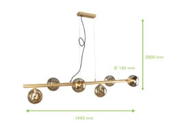 MeineWunschleuchte LED Balken Pendelleuchte 6 Flammig Messing & Amberglas, Bis 200cm Lang -Heimbeleuchtung Angebote led balken pendelleuchte 6 flammig messing ambergl 3