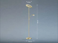 Fischer & Honsel LED Deckenfluter DENT Messing Mit Leselampe Dimmbar - Höhe 180cm -Heimbeleuchtung Angebote led deckenfluter dent messing mit leselampe dimmba 2