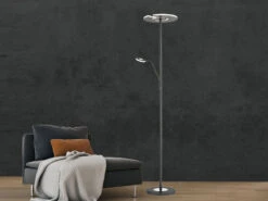 Fischer & Honsel LED Deckenfluter DENT Schwarz Mit Leselampe Dimmbar - Höhe 180cm