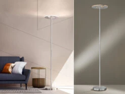 Fischer & Honsel LED Deckenfluter DENT Silber Dimmbar - Höhe 180cm