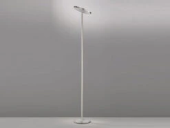 FHL Easy LED Deckenfluter FABI Dimmbar Design Silber Chromfarben - Höhe 180cm