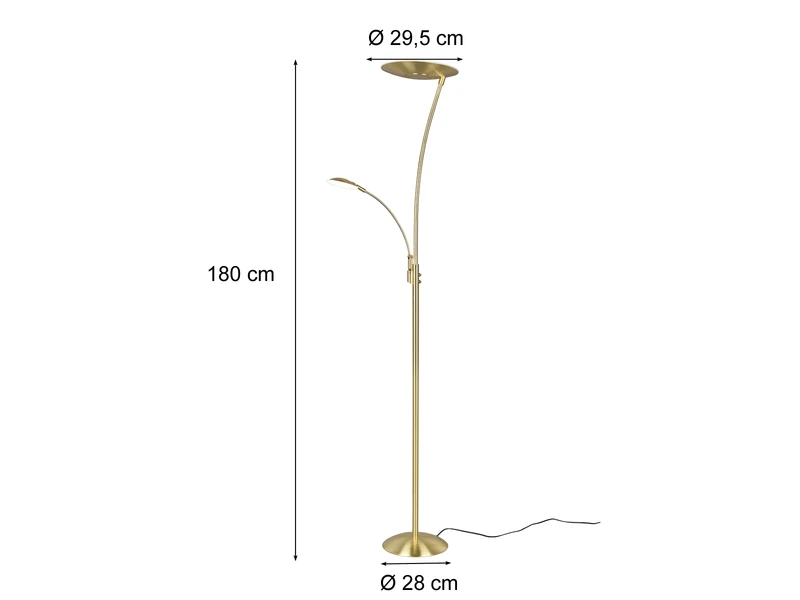 Trio Leuchten LED Deckenfluter GRANBY Messing Schwenkbar Mit Lesearm, Höhe 180cm 4 Trio Leuchten LED Deckenfluter GRANBY Messing Schwenkbar Mit Lesearm, Höhe 180cm – Bild 4