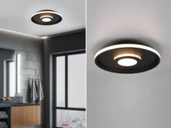 Heimbeleuchtung Angebote 27 Trio Leuchten LED Deckenleuchte ASCARI, Rund, Schwarz Matt, Ø 40cm, Dimmbar, IP44