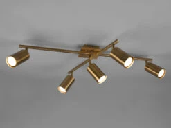 MeineWunschleuchte LED Deckenstrahler In Altmessing 5-flammig Arm & Spots Schwenkbar Dimmbar -Heimbeleuchtung Angebote led deckenstrahler in altmessing 5 flammig arm spo 2