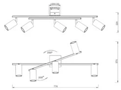 MeineWunschleuchte LED Deckenstrahler In Altmessing 5-flammig Arm & Spots Schwenkbar Dimmbar -Heimbeleuchtung Angebote led deckenstrahler in altmessing 5 flammig arm spo 5