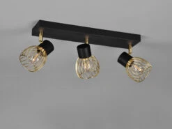 MeineWunschleuchte LED Deckenstrahler Mit Gitter Lampenschirmen In Gold, Breite 43cm -Heimbeleuchtung Angebote led deckenstrahler mit gitter lampenschirmen in go 5