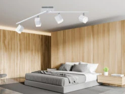 Reality Leuchten LED Deckenstrahler ROUBAIX 4 Flammig Weiß Matt Mit Schirmen In Weiß 78cm Breit -Heimbeleuchtung Angebote led deckenstrahler roubaix 4 flammig weiss matt mi 2