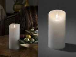 Konstsmide LED Echtwachskerze Mit Flamme & Timer, Ø 7,5cm, Höhe 17,5cm, Batteriebetrieb