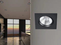 Trio Leuchten LED Einbaustrahler PAMIR Eckig Schwenkbar Dimmbar Schwarz 5,5W Deckenbeleuchtung