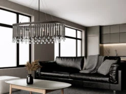 MeineWunschleuchte LED Großer Kronleuchter 6-flammig Mit Filigranem Kristall Glas Braun, 92cm Breit