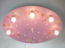 Niermann LED Kinder Deckenleuchte, Bunte Blumen Zugschalter Für LED-Schlummerlicht, Rund