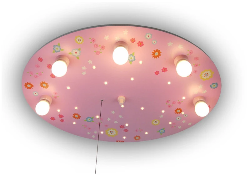 Niermann LED Kinder Deckenleuchte, Bunte Blumen Zugschalter Für LED-Schlummerlicht, Rund 2 Niermann LED Kinder Deckenleuchte, Bunte Blumen Zugschalter Für LED-Schlummerlicht, Rund – Bild 2