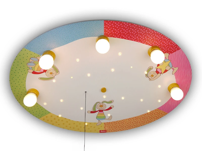 Niermann LED Kinder Deckenleuchte Mit Bunten Häschen Zugschalter Für LED-Schlummerlicht 2 Niermann LED Kinder Deckenleuchte Mit Bunten Häschen Zugschalter Für LED-Schlummerlicht – Bild 2