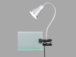 Reality Leuchten LED Klemmleuchte ARRAS 1 Flammig Kunststoff Schwanenhalslampe In Silber