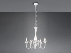 MeineWunschleuchte LED Kronleuchter Im Landhausstil, 5-flammig Stehend Ø 56cm, Weiß