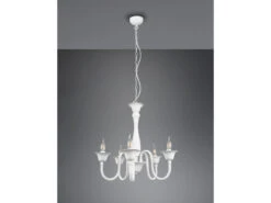 MeineWunschleuchte LED Kronleuchter Im Landhausstil, 5-flammig Stehend Ø 56cm, Weiß -Heimbeleuchtung Angebote led kronleuchter im landhausstil 5 flammig stehend 6