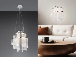 Reality Leuchten LED Kronleuchter POMP Mit Acryl Kristallbehang Und Fernbedienung Ø 38cm