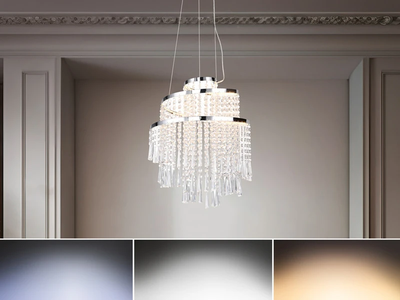 Reality Leuchten LED Kronleuchter POMP Mit Acryl Kristallbehang Und Fernbedienung Ø 38cm 6 Reality Leuchten LED Kronleuchter POMP Mit Acryl Kristallbehang Und Fernbedienung Ø 38cm – Bild 6