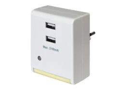 GAO LED Nachtlicht Mit 2-fach USB Ladegerät Und Dämmerungssensor