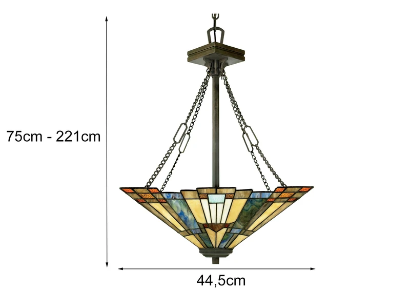 MeineWunschleuchte LED Pendelleuchte Im Tiffany Design Mit Buntem Echtglas 3-flammig, Ø44,5cm 4 MeineWunschleuchte LED Pendelleuchte Im Tiffany Design Mit Buntem Echtglas 3-flammig, Ø44,5cm – Bild 4