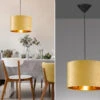 MeineWunschleuchte LED Pendelleuchte Mit Lampenschirm Samt Gelb - Innen Gold Ø 30cm