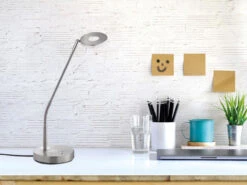 Fischer & Honsel LED Schreibtischlampe DENT Silber Mit Dimmer - Höhe 60cm