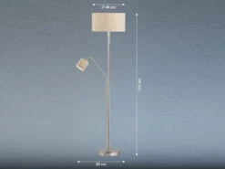 MeineWunschleuchte LED Stehlampe Rund Mit Leselampe & Stoff Lampenschirme Beige - Höhe 175cm -Heimbeleuchtung Angebote led stehlampe rund mit leselampe stoff lampenschir 2