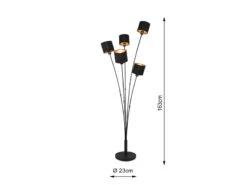 MeineWunschleuchte LED Stehleuchte 5 Flammig Metall, Stoffschirm Schwarz Gold, Höhe 163cm -Heimbeleuchtung Angebote led stehleuchte 5 flammig metall stoffschirm schwa 3