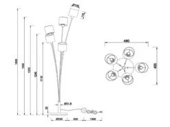 MeineWunschleuchte LED Stehleuchte 5 Flammig Metall, Stoffschirm Schwarz Gold, Höhe 163cm -Heimbeleuchtung Angebote led stehleuchte 5 flammig metall stoffschirm schwa 7