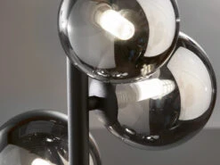 Fischer & Honsel LED Stehleuchte BALA 5 Flammig Schwarz Mit Rauchglas Kugeln, Höhe 150cm -Heimbeleuchtung Angebote led stehleuchte bala 5 flammig schwarz mit rauchgl 4