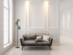 Fischer & Honsel LED Stehleuchte BALA 5 Flammig Schwarz Mit Rauchglas Kugeln, Höhe 150cm -Heimbeleuchtung Angebote led stehleuchte bala 5 flammig schwarz mit rauchgl 5