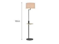 MeineWunschleuchte LED Stehleuchte In Schwarz Matt Mit Stoffschirm, Ablagetisch & USB Anschluss -Heimbeleuchtung Angebote led stehleuchte in schwarz matt mit stoffschirm ab 2