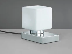 MeineWunschleuchte LED Tischleuchte Glasschirm Weiß Sockel Silber - Touch Dimmbar, Höhe 14cm -Heimbeleuchtung Angebote led tischleuchte glasschirm weiss sockel silber to 2