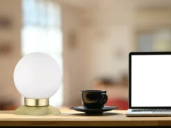 Reality Leuchten LED Tischleuchte PRINCESS Messing Glasschirm Weiß Dimmbar Touch Sensor, Ø10cm -Heimbeleuchtung Angebote led tischleuchte princess messing glasschirm weiss 3