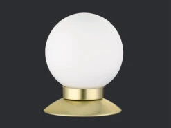 Reality Leuchten LED Tischleuchte PRINCESS Messing Glasschirm Weiß Dimmbar Touch Sensor, Ø10cm -Heimbeleuchtung Angebote led tischleuchte princess messing glasschirm weiss 4