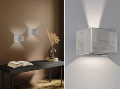 Fischer & Honsel LED Wandleuchte COG Silber Antik, Würfel Up And Down, 12cm Breit