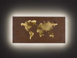 Wofi LED Wandleuchte "Landkarte" Indirekte Beleuchtung Gold, Breite 60cm